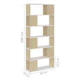 Book Cabinet Room Divider White and Sonoma Oak 80x24x186 cm Engineered Wood - Close-Up Angle