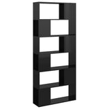 Book Cabinet Room Divider High Gloss Black 80x24x186 cm Engineered Wood - Front View
