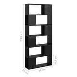 Book Cabinet Room Divider High Gloss Black 80x24x186 cm Engineered Wood - Close-Up Angle