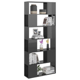 Book Cabinet Room Divider High Gloss Grey 80x24x186 cm Engineered Wood - 45-Degree Angle