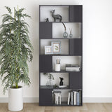 Book Cabinet Room Divider High Gloss Grey 80x24x186 cm Engineered Wood - Rear View
