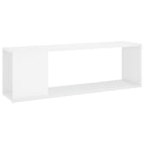 TV Cabinet High Gloss White 100x24x32 cm Engineered Wood - Front View