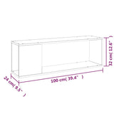 TV Cabinet High Gloss White 100x24x32 cm Engineered Wood - Low Angle