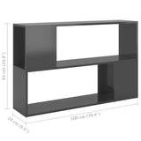 Book Cabinet High Gloss Grey 100x24x63 cm Engineered Wood - Close-Up Angle