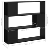 Book Cabinet Room Divider Black 100x24x94 cm - Close-Up Angle