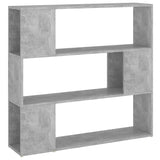 Book Cabinet Room Divider Concrete Grey 100x24x94 cm - Front View