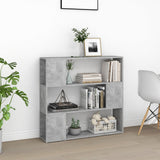 Book Cabinet Room Divider Concrete Grey 100x24x94 cm - Side View