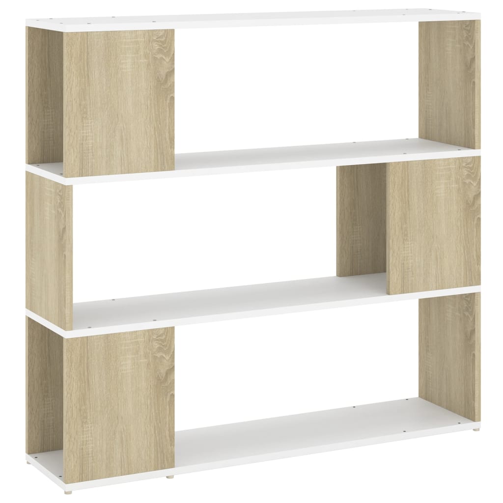 Book Cabinet Room Divider White and Sonoma Oak 100x24x94 cm
