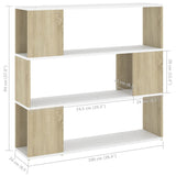 Book Cabinet Room Divider White and Sonoma Oak 100x24x94 cm - Close-Up Angle