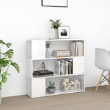 Book Cabinet Room Divider High Gloss White 100x24x94 cm - Side View