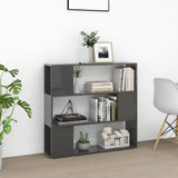 Book Cabinet Room Divider High Gloss Grey 100x24x94 cm - Side View