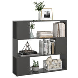 Book Cabinet Room Divider High Gloss Grey 100x24x94 cm - Top-Down View