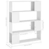 Book Cabinet Room Divider White 100x24x124 cm - Close-Up Angle