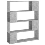 Book Cabinet Room Divider Concrete Grey 100x24x124 cm - Front View