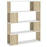 Book Cabinet Room Divider White and Sonoma Oak 100x24x124 cm - Front View