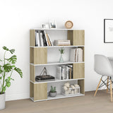Book Cabinet Room Divider White and Sonoma Oak 100x24x124 cm - Side View
