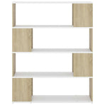 Book Cabinet Room Divider White and Sonoma Oak 100x24x124 cm