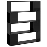 Book Cabinet Room Divider High Gloss Black 100x24x124 cm - Front View