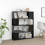 Book Cabinet Room Divider High Gloss Black 100x24x124 cm - Side View
