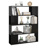 Book Cabinet Room Divider High Gloss Black 100x24x124 cm - Top-Down View