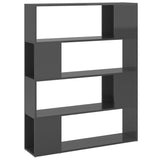 Book Cabinet Room Divider High Gloss Grey 100x24x124 cm - Front View