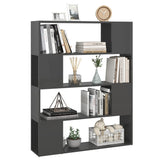 Book Cabinet Room Divider High Gloss Grey 100x24x124 cm - Top-Down View