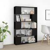 Book Cabinet Room Divider Black 100x24x155 cm Engineered Wood - 45-Degree Angle