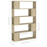Book Cabinet Room Divider Sonoma Oak 100x24x155 cm Engineered Wood - Close-Up Angle