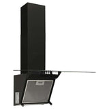 Wall Range Hood 60 cm Steel and Tempered Glass Black - Side View