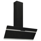 Wall Range Hood 90 cm Steel and Tempered Glass Black - Front View