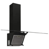 Wall Range Hood 90 cm Steel and Tempered Glass Black - Side View