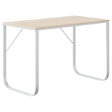 Computer Desk White and Oak 110x60x73 cm Engineered Wood