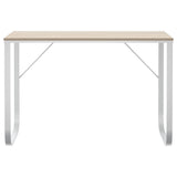 Computer Desk White and Oak 110x60x73 cm Engineered Wood