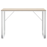 Computer Desk White and Oak 110x60x73 cm Engineered Wood - Side View