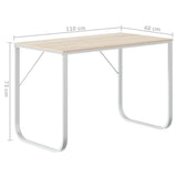 Computer Desk White and Oak 110x60x73 cm Engineered Wood