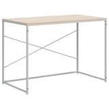 Computer Desk White and Oak 110x60x70 cm Engineered Wood - Front View