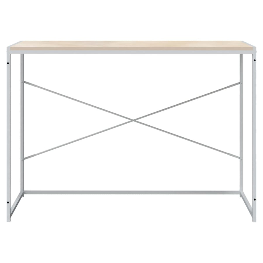 Computer Desk White and Oak 110x60x70 cm Engineered Wood