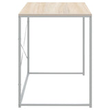 Computer Desk White and Oak 110x60x70 cm Engineered Wood