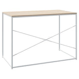 Computer Desk White and Oak 110x60x70 cm Engineered Wood