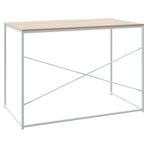 Computer Desk White and Oak 110x60x70 cm Engineered Wood