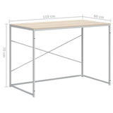Computer Desk White and Oak 110x60x70 cm Engineered Wood - Low Angle