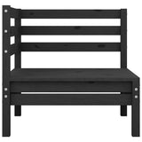 Garden Corner Sofa Black Solid Pinewood - Side View