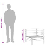 Garden Corner Sofa Black Solid Pinewood - Rear View