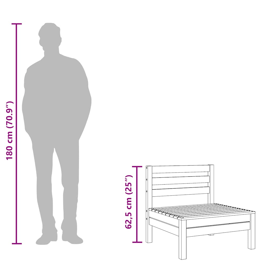 Garden Middle Sofa White Solid Pinewood