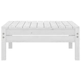 Garden Footstool White Solid Pinewood - Side View