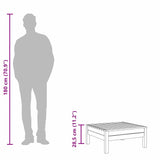 Garden Footstool White Solid Pinewood - Rear View