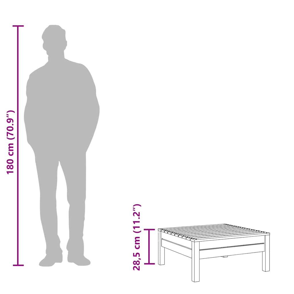 Garden Footstool Grey Solid Pinewood