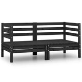 Garden Corner Sofas 2 pcs Black Solid Pinewood