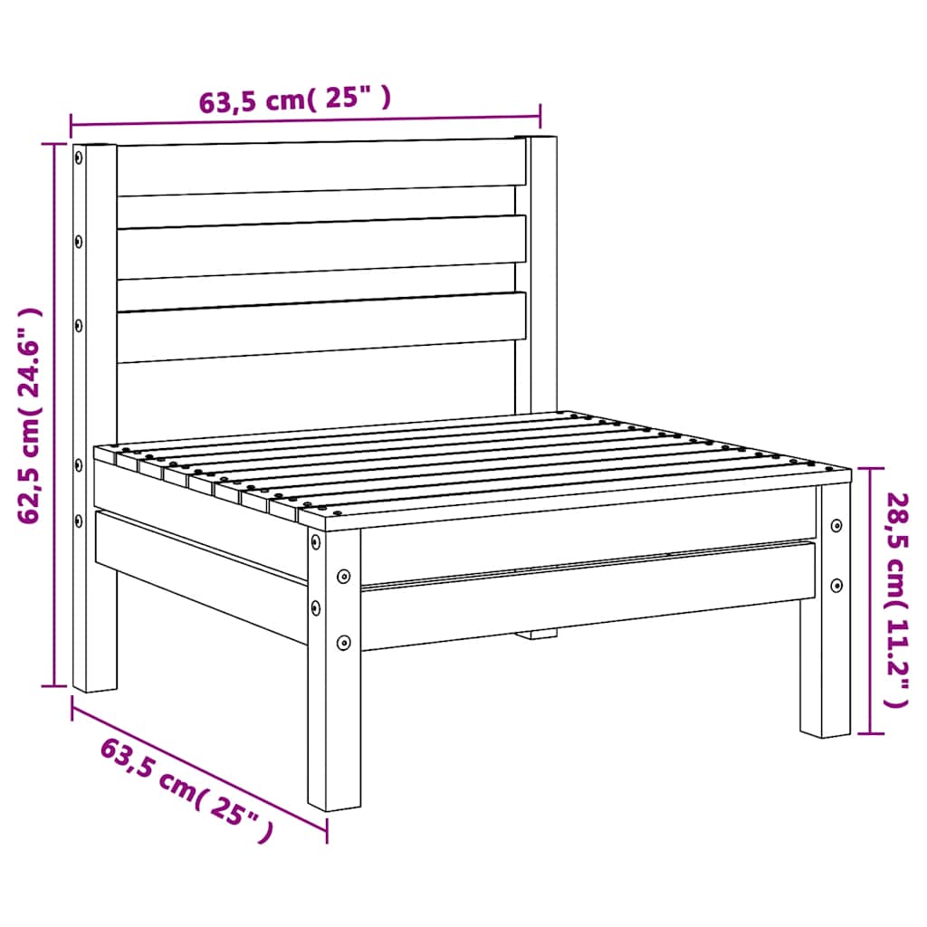 Garden Middle Sofas 2 pcs White Solid Pinewood