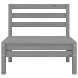Garden Middle Sofas 2 pcs Grey Solid Pinewood - Side View